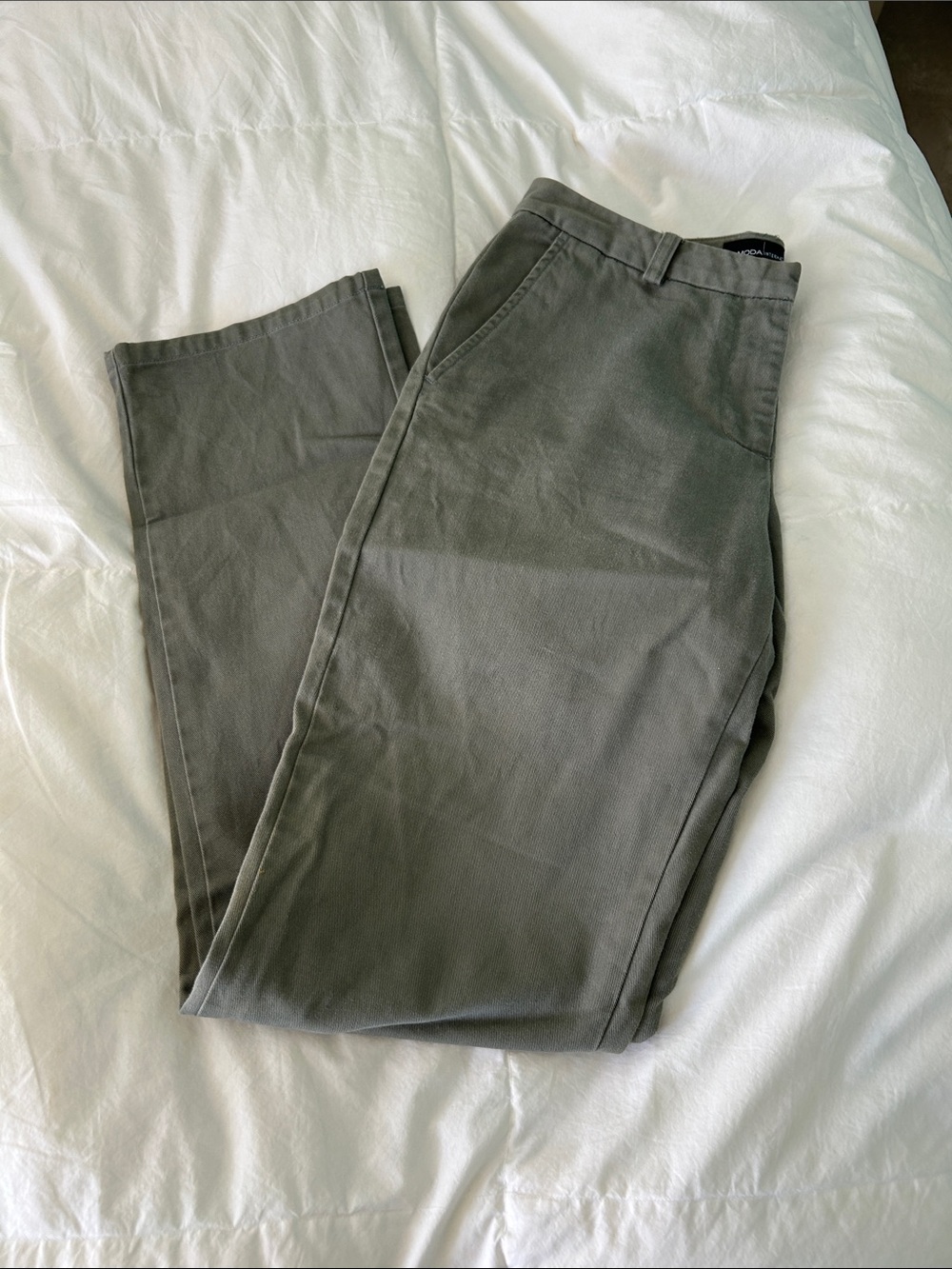 Moda International Olive Green Straight-Leg Trousers